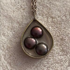 Argentium Silver Droplet Pearl Necklace